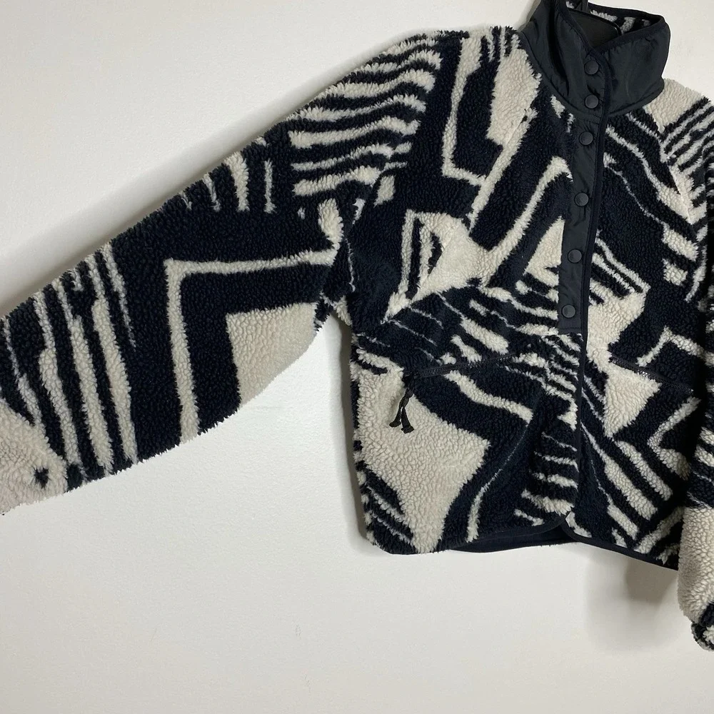 Free People FP Movement Rocky Ridge Sherpa Jacket XS Geo Line Combo Snap Fleece